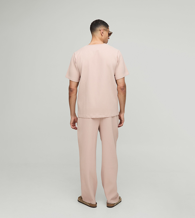 Ribbed Short Sleeves Regular Fit T-Shirt