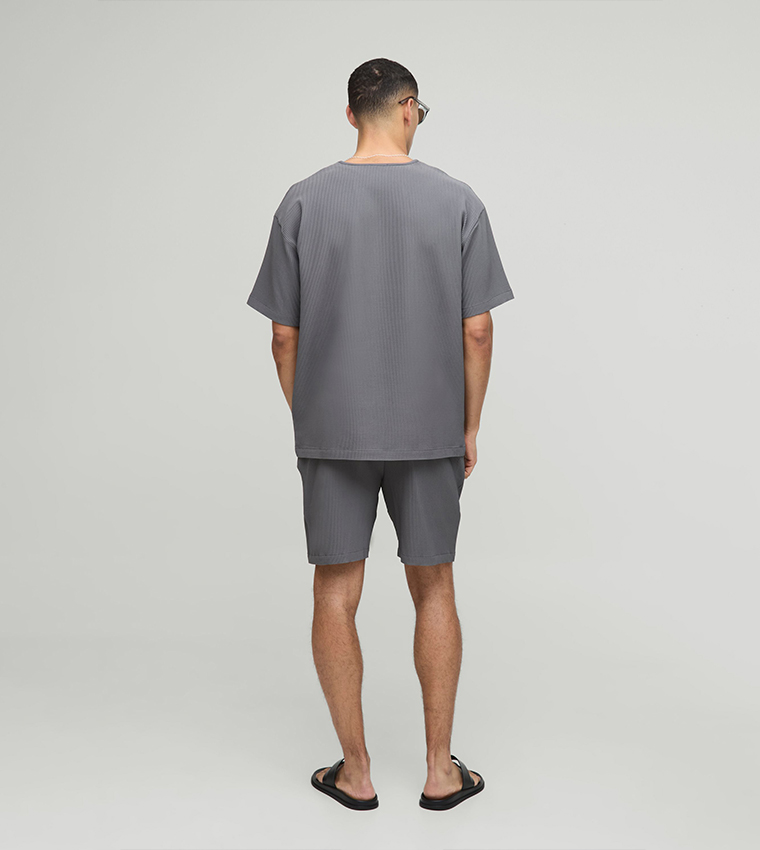 Ribbed Oversized T-Shirt & Relaxed Fit Shorts Set