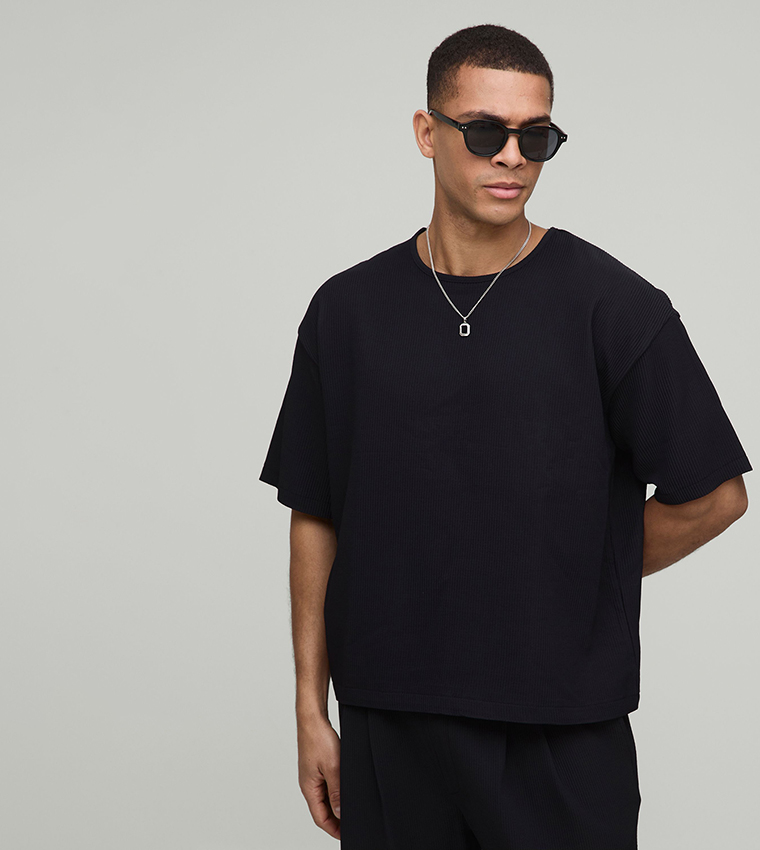 Ribbed Short Sleeves Oversized T-Shirt