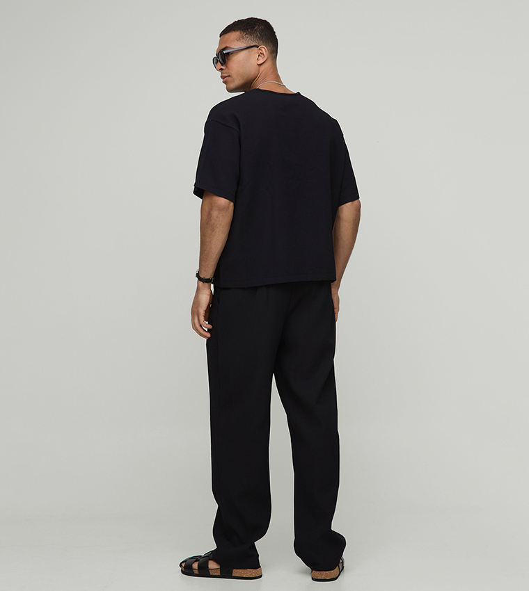 Ribbed Short Sleeves Oversized T-Shirt