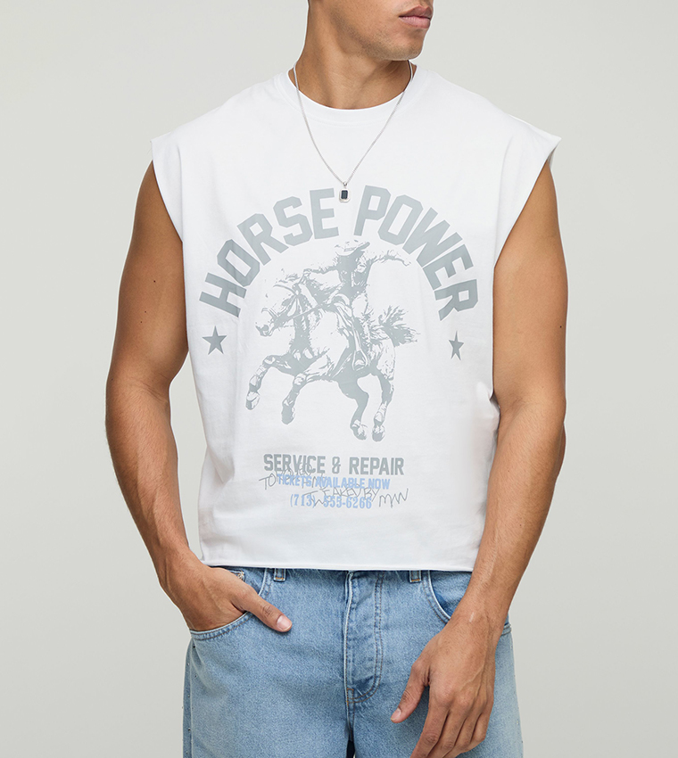 Western Print Oversized Tank Top