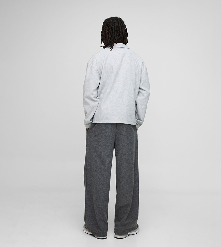 بنطلون واسع شبه صوف بكسرات 