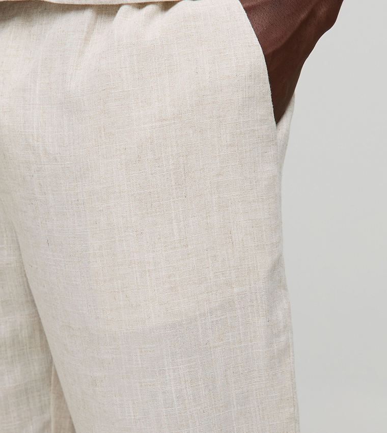 Linen Blend Straight Fit Trousers
