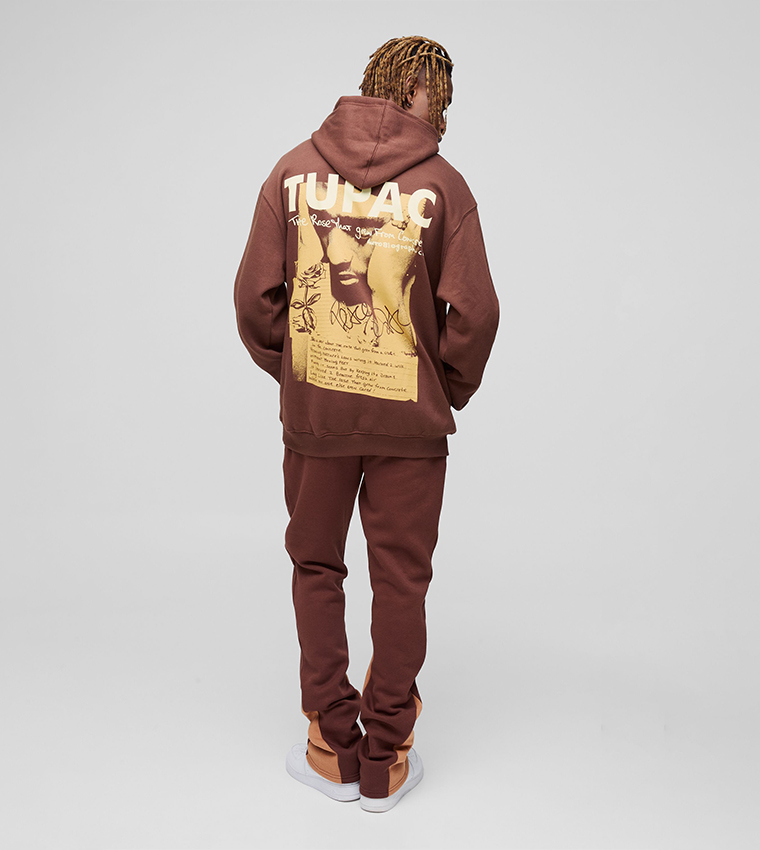 Tall Tupac Wash Print Oversized Hoodie