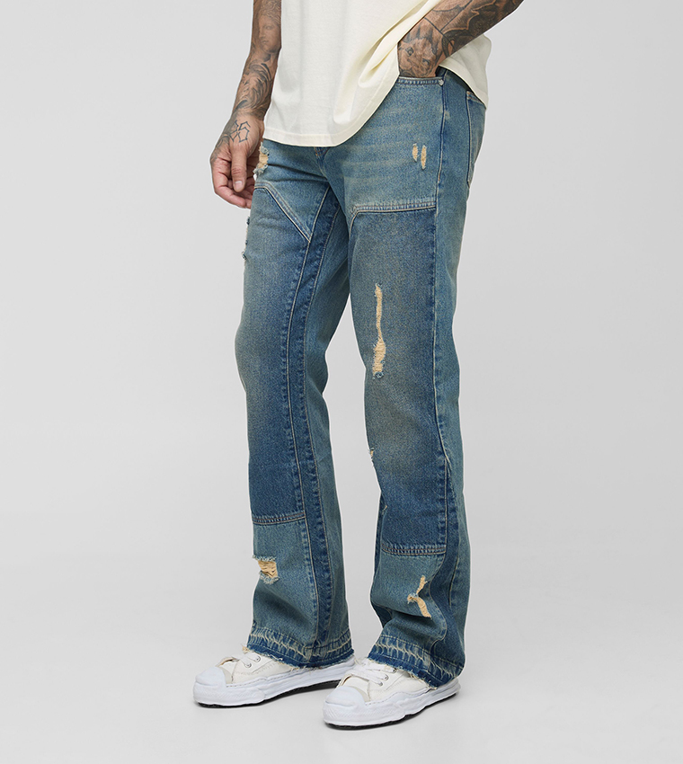 Tall Rigid Distressed Carpenter Flared Jeans