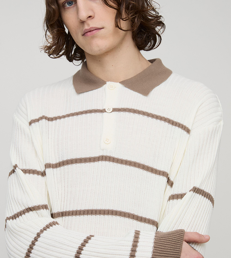 Tall Striped Long Sleeves Rugby Polo T-Shirt