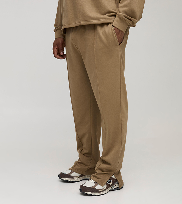 Tonal Embroidered Split Hem Sweatpants