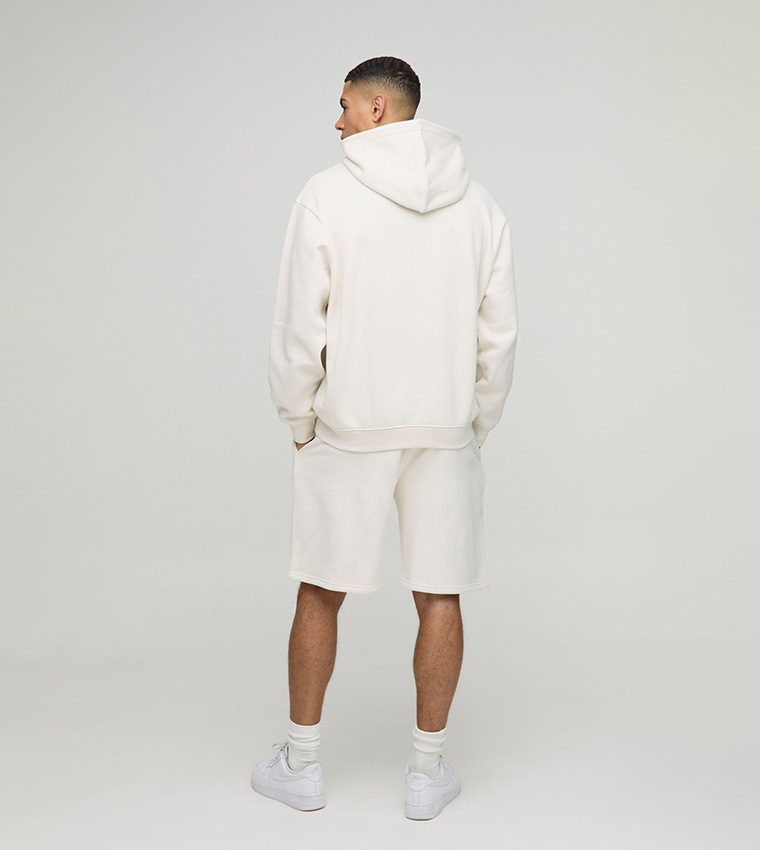 Cross Appliqued Hooded Short Oversized Sweatsuit Set