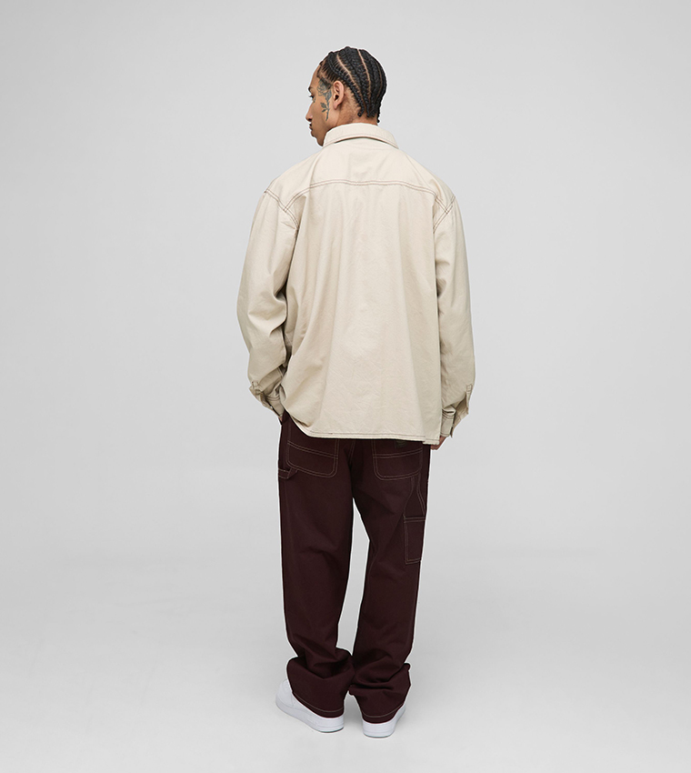 Relaxed Fit Contrast Stitch Carpenter Trousers