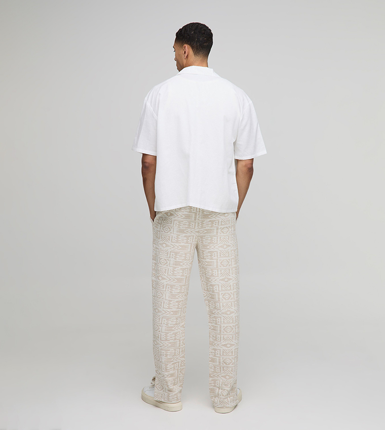 Jacquard Aztec Split Hem Jogger Trousers
