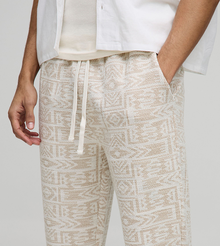 Jacquard Aztec Split Hem Jogger Trousers