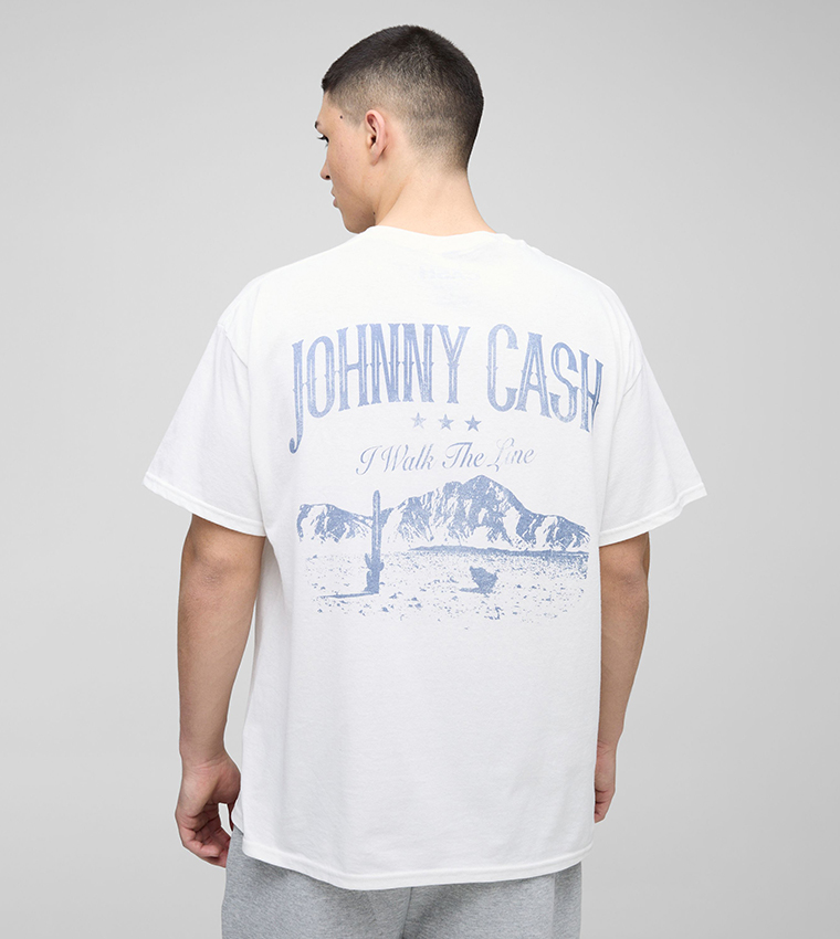 Johnny Cash Walk The Line Western License Oversized T-Shirt