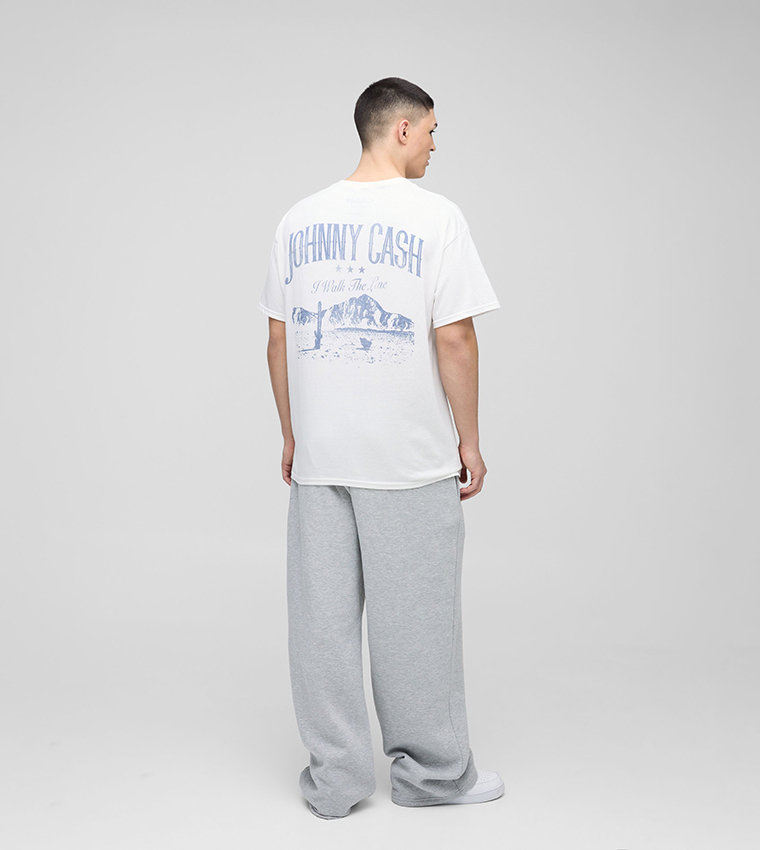 Johnny Cash Walk The Line Western License Oversized T-Shirt