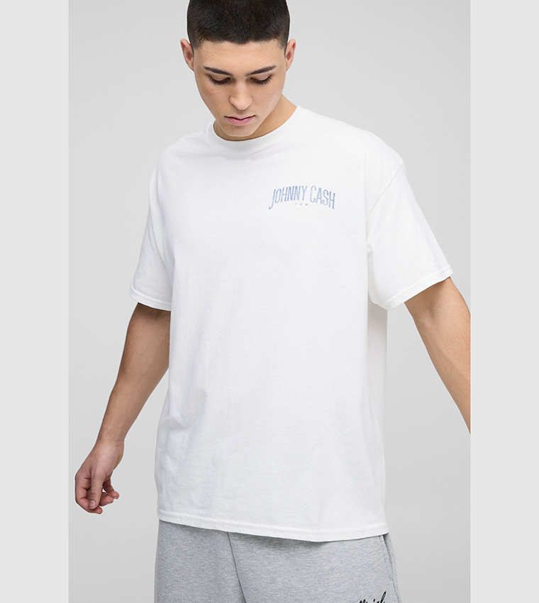Johnny Cash Walk The Line Western License Oversized T-Shirt