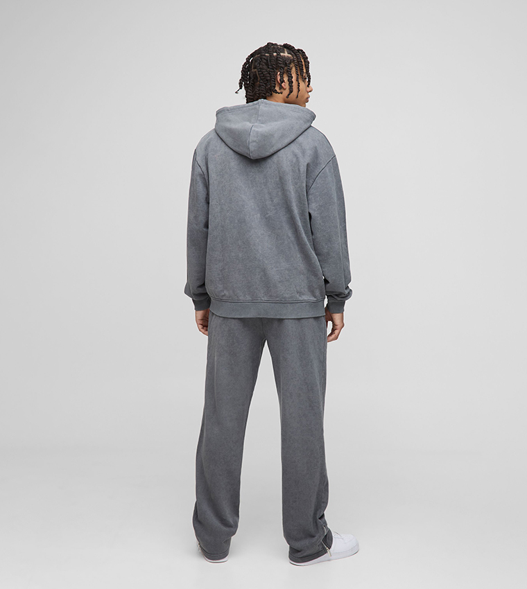 Oversized Washed Zip-Through Hooded Tracksuit Set