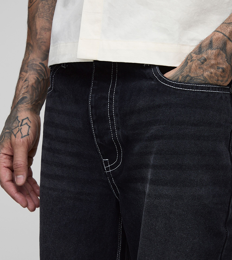 Tall Rigid Contrast Stitch Straight Fit Jeans