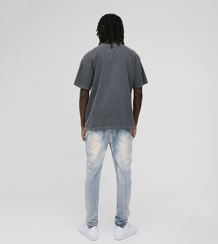 Fit PU Cross Appliqued Skinny Fit Jeans