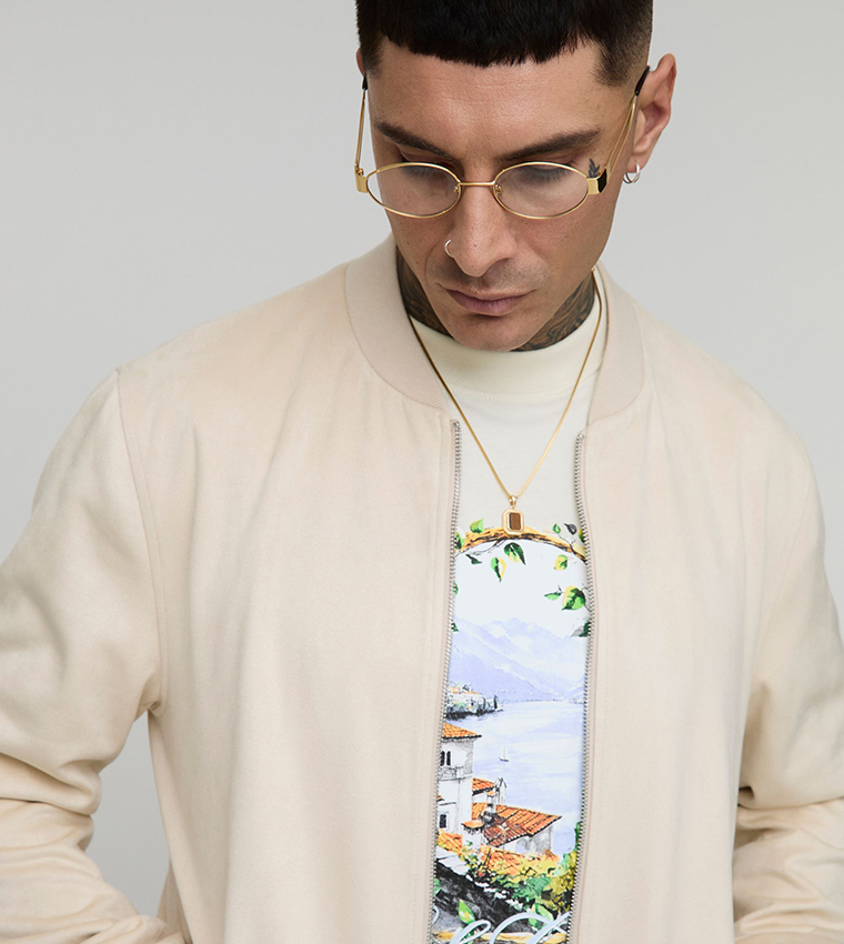 Plus & Tall Faux Suede Regular Fit Bomber Jacket