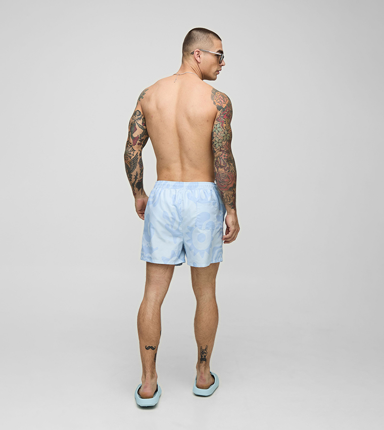 Short Length Abstract Printed Swim Shorts