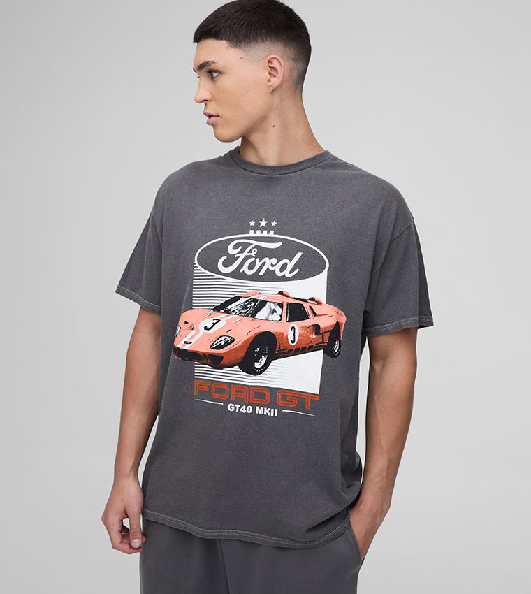 Ford GT License Printed Washed Oversized T-Shirt