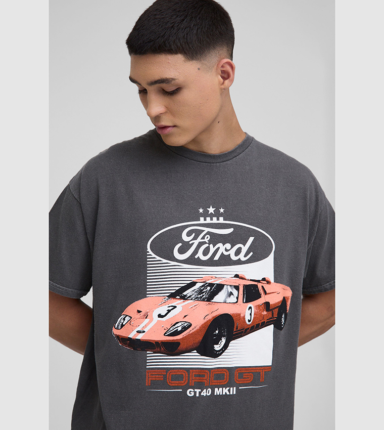 Ford GT License Printed Washed Oversized T-Shirt