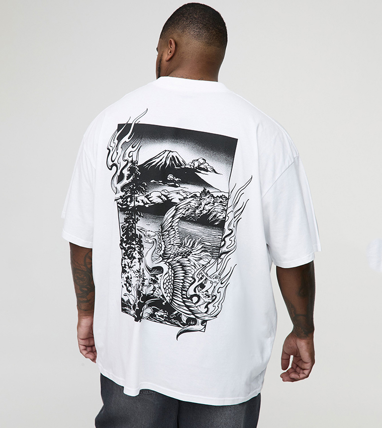 Plus & Tall Volcano Landscape Graphic Oversized T-Shirt
