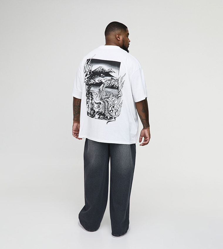 Plus & Tall Volcano Landscape Graphic Oversized T-Shirt