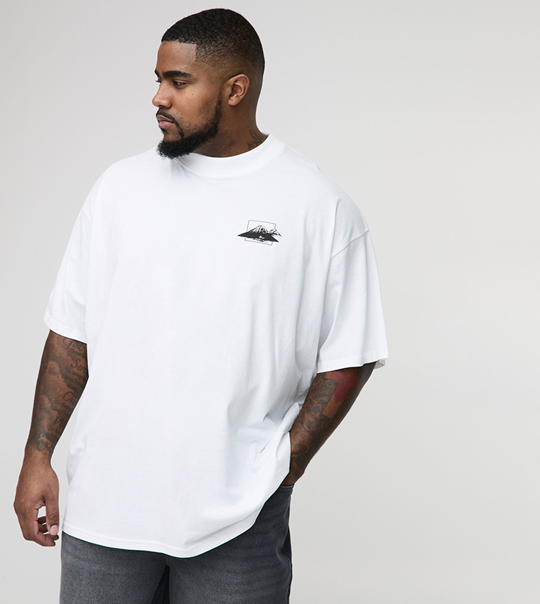 Plus & Tall Volcano Landscape Graphic Oversized T-Shirt