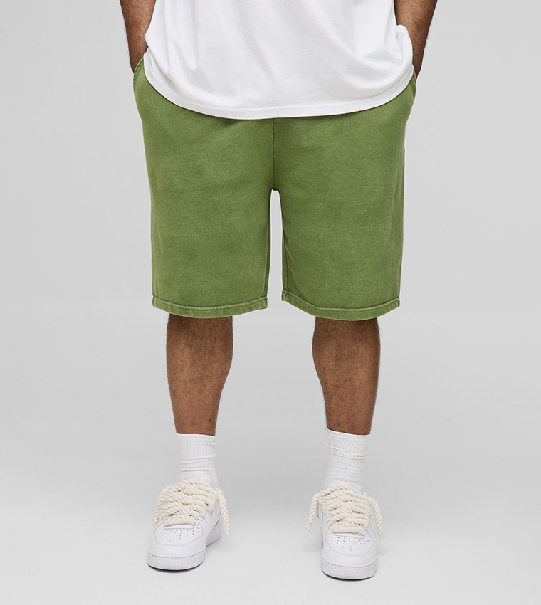 Plus & Tall Loose Fit Acid Wash Jersey Shorts