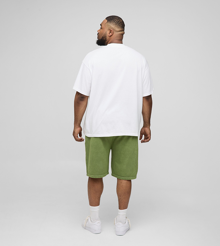 Plus & Tall Loose Fit Acid Wash Jersey Shorts