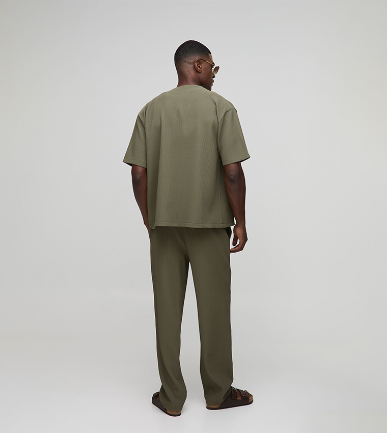 Pleated Short Sleeves Oversized Shirt