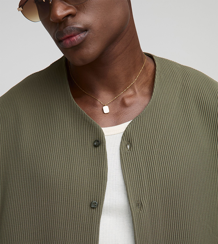 Pleated Short Sleeves Oversized Shirt