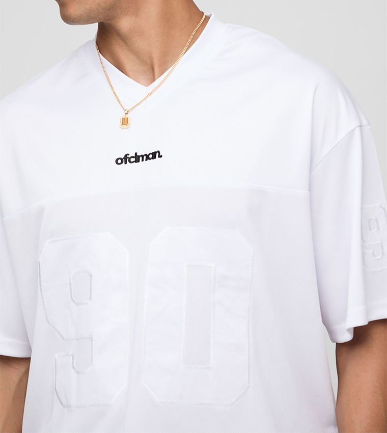 Mesh Applique Hockey Oversized T-Shirt