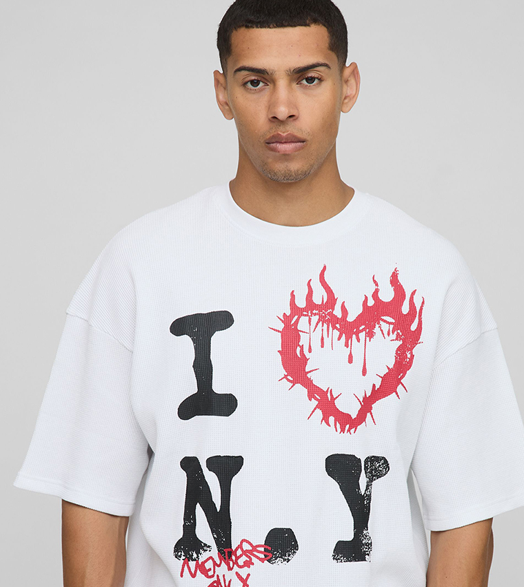 Waffle I Heart New York Printed Oversized T-Shirt