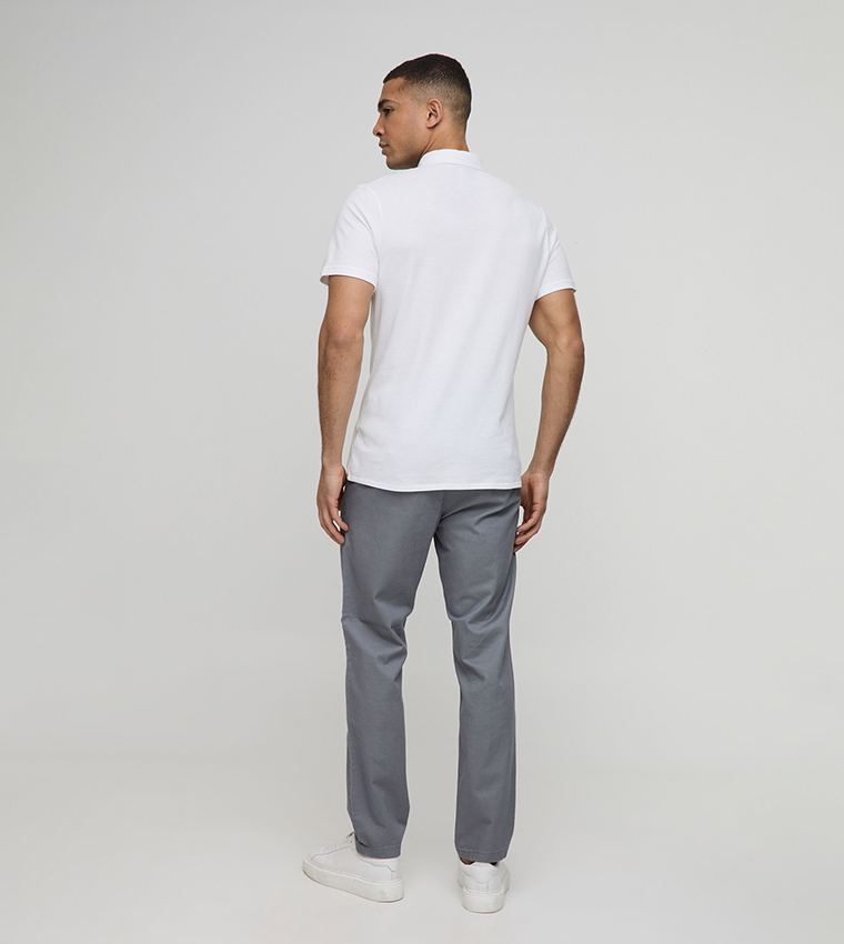 Slim Fit Pique Button Down Collar Jersey Shirt