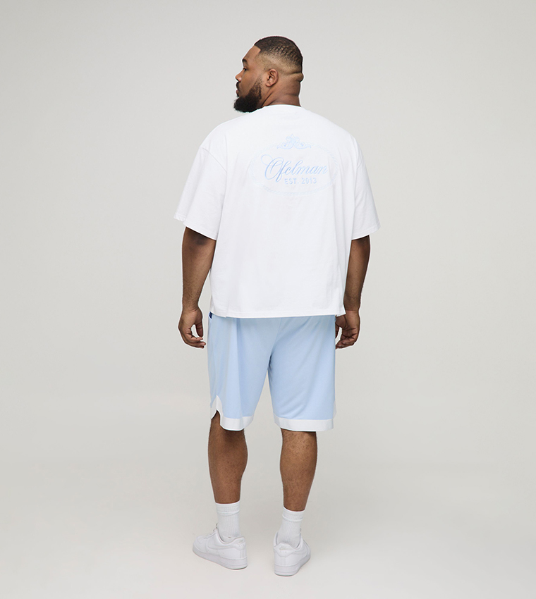 Plus & Tall Oversized Embroidered Basketball T-Shirt & Shorts Set