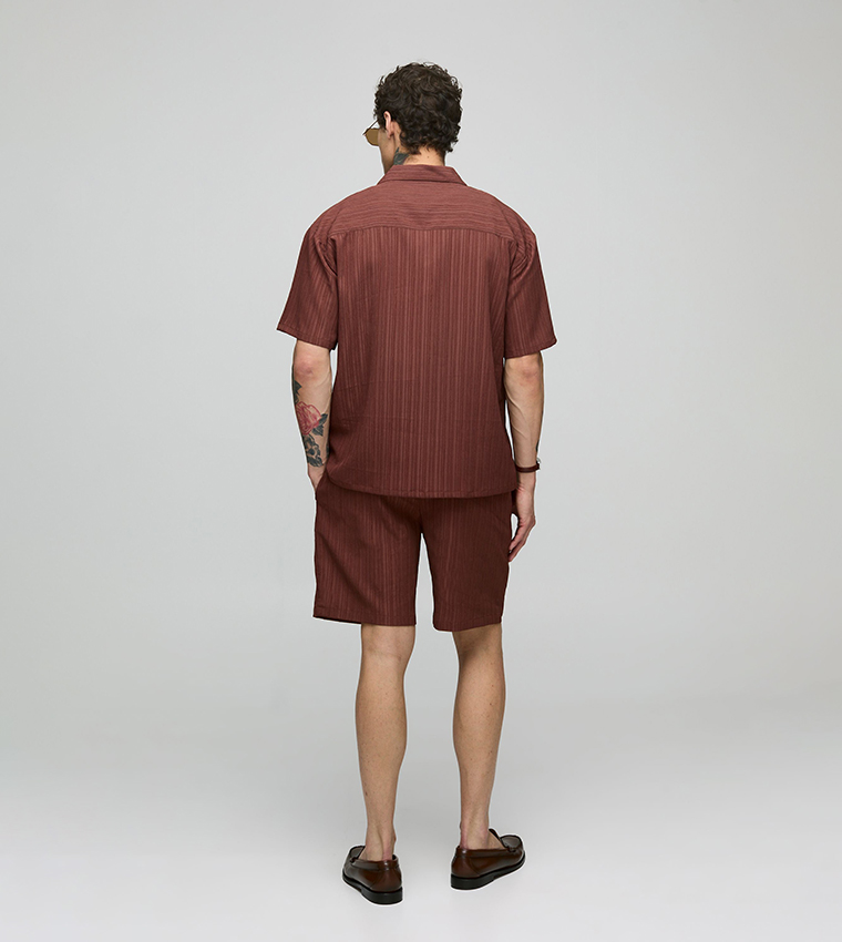 Textured Short Sleeves Oversized Shirt & Short Set