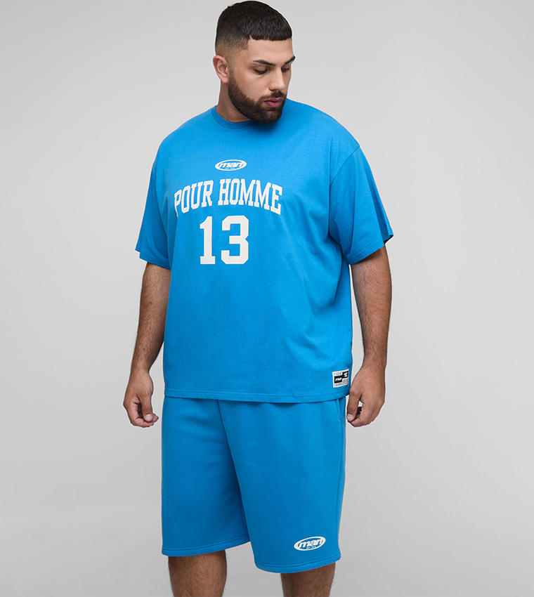 Pour Homme Print Oversized T-Shirt & Shorts Set