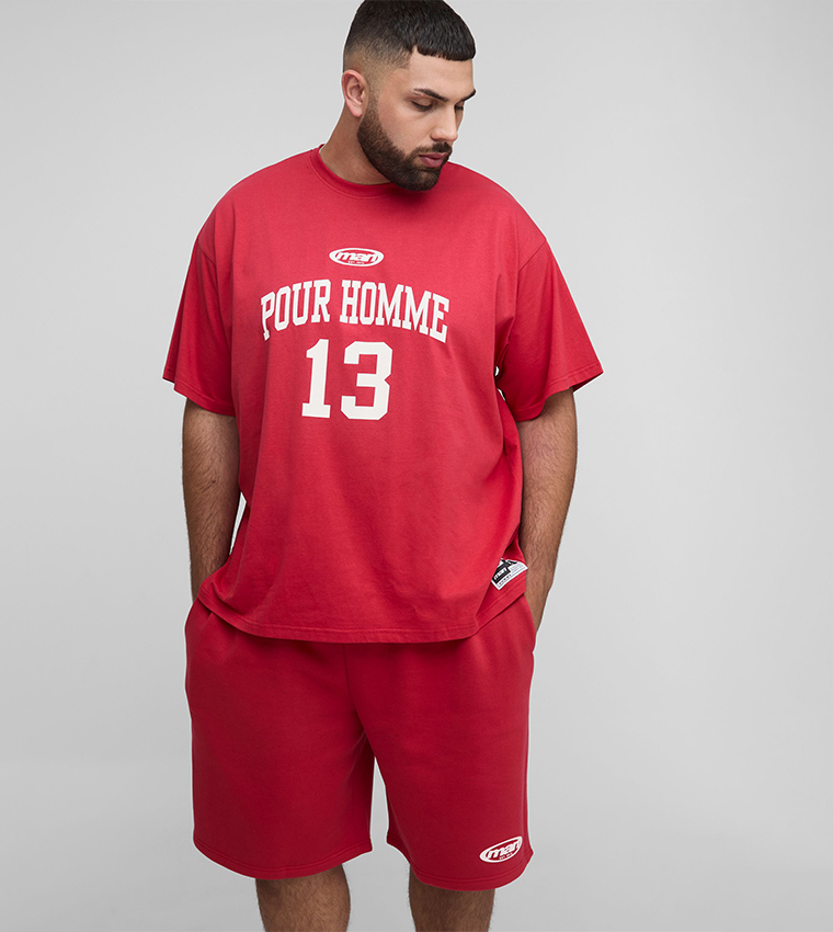 Pour Homme Print Oversized T-Shirt & Shorts Set
