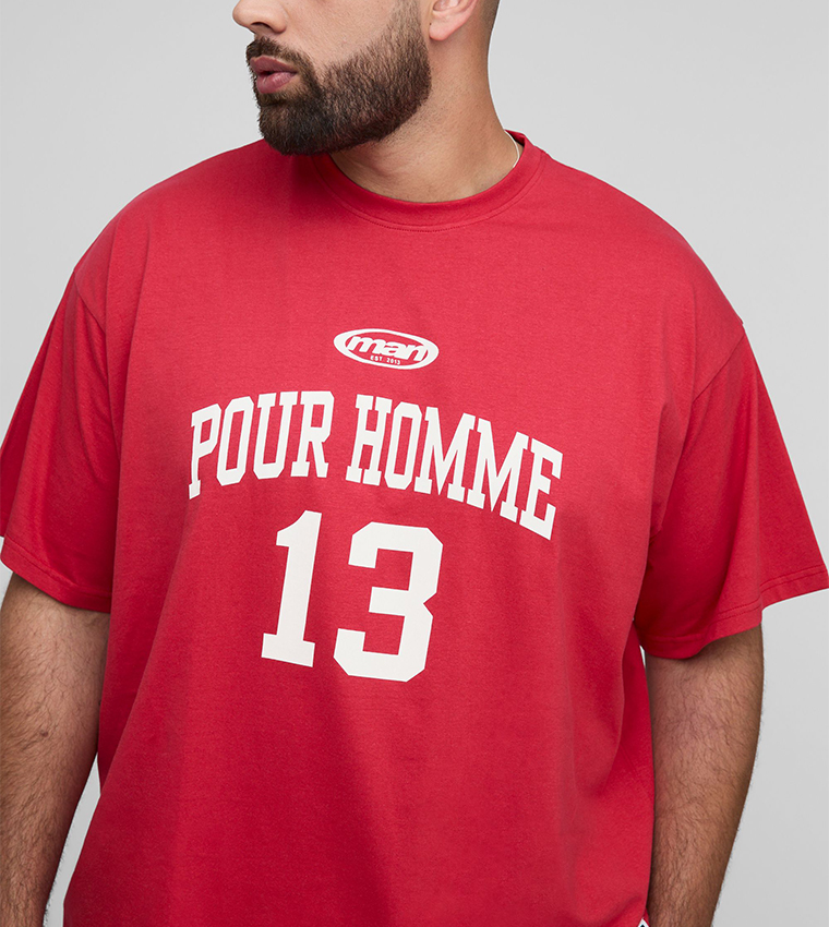 Pour Homme Print Oversized T-Shirt & Shorts Set