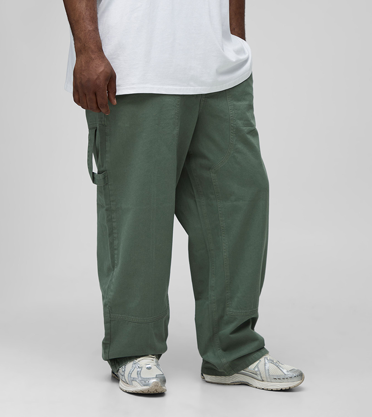 Plus & Tall Washed Relaxed Fit Carpenter Panel Trousers