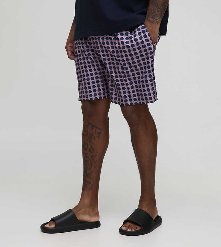 Plaid Mid Rise Swim Shorts
