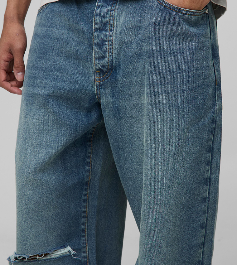 Wide Leg Ripped Knee Jeans