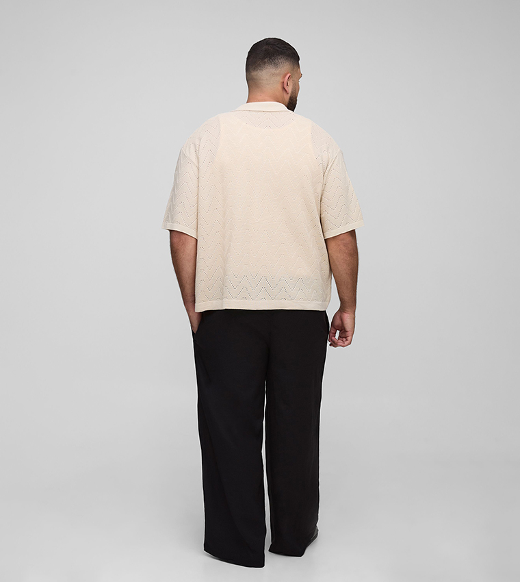 Plus & Tall Linen Look Elastic Waist Baggy Trousers