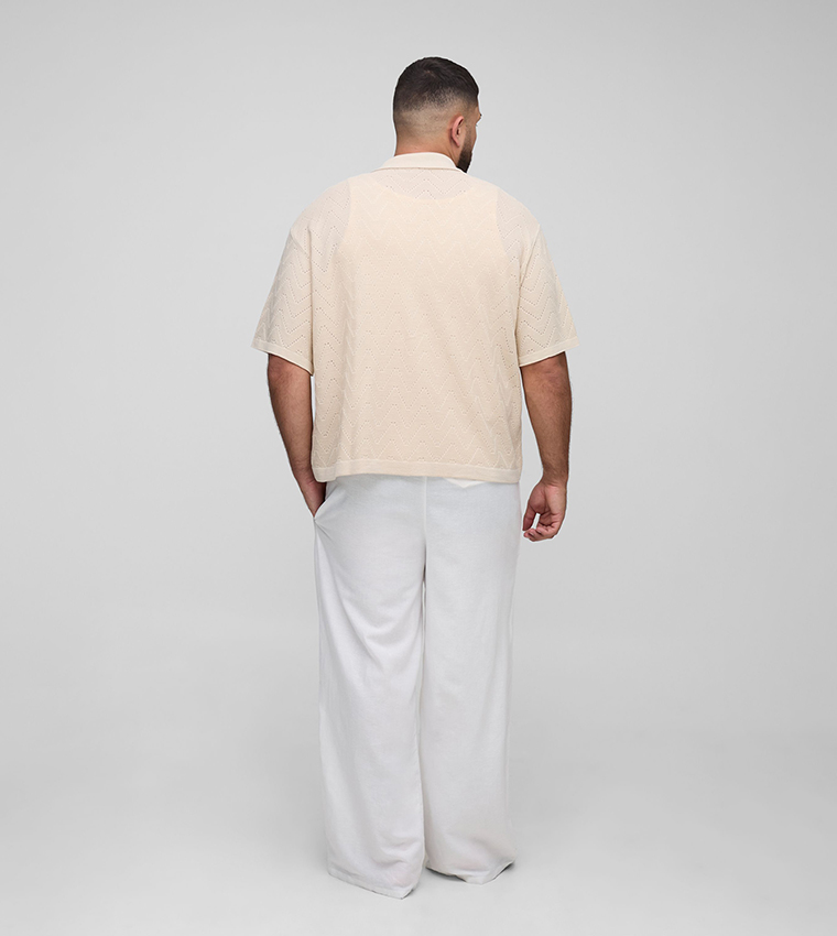 Plus & Tall Linen Look Elastic Waist Baggy Trousers