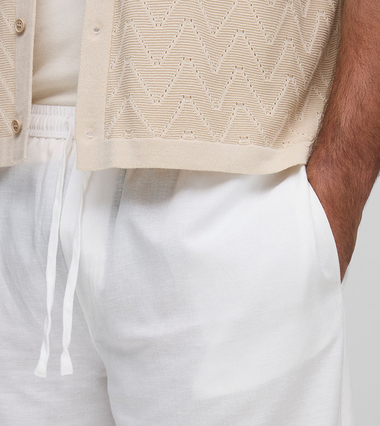 Plus & Tall Linen Look Elastic Waist Baggy Trousers
