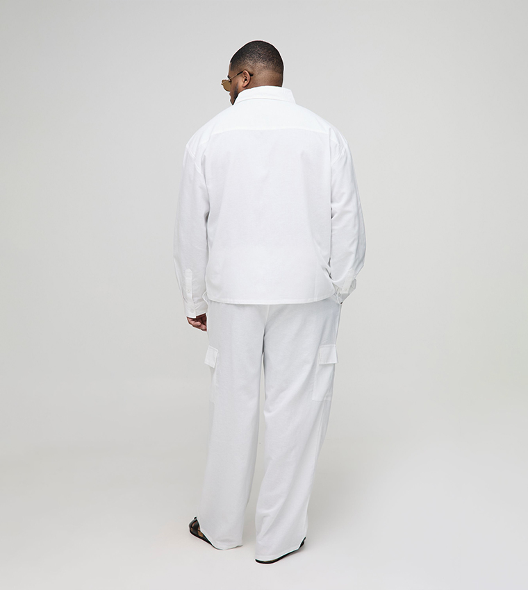 Plus & Tall Long Sleeves Linen Look Regular Shirt