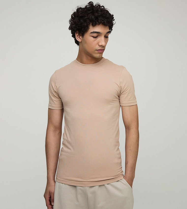 Solid Muscle Fit Crew Neck T-Shirt