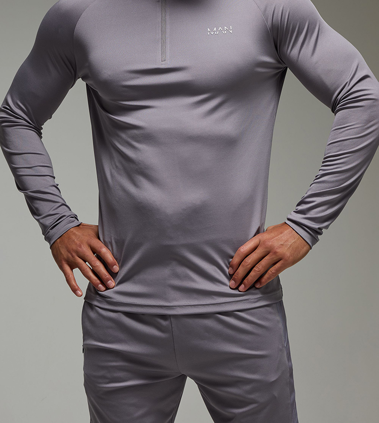 Crew Neck Zip Closure Active Shorts Tracksuit