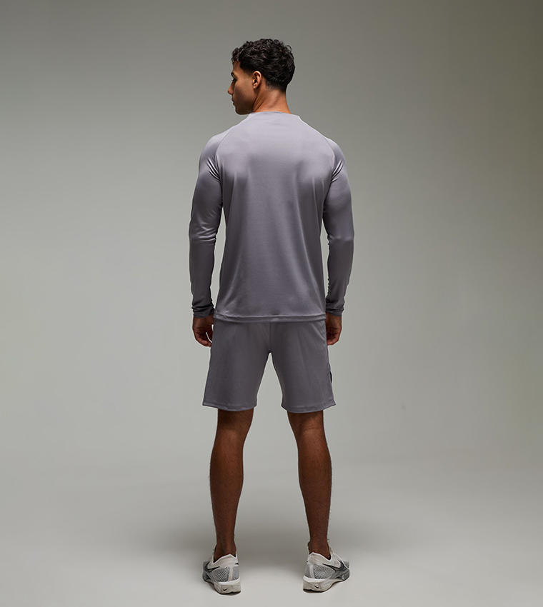 Crew Neck Zip Closure Active Shorts Tracksuit